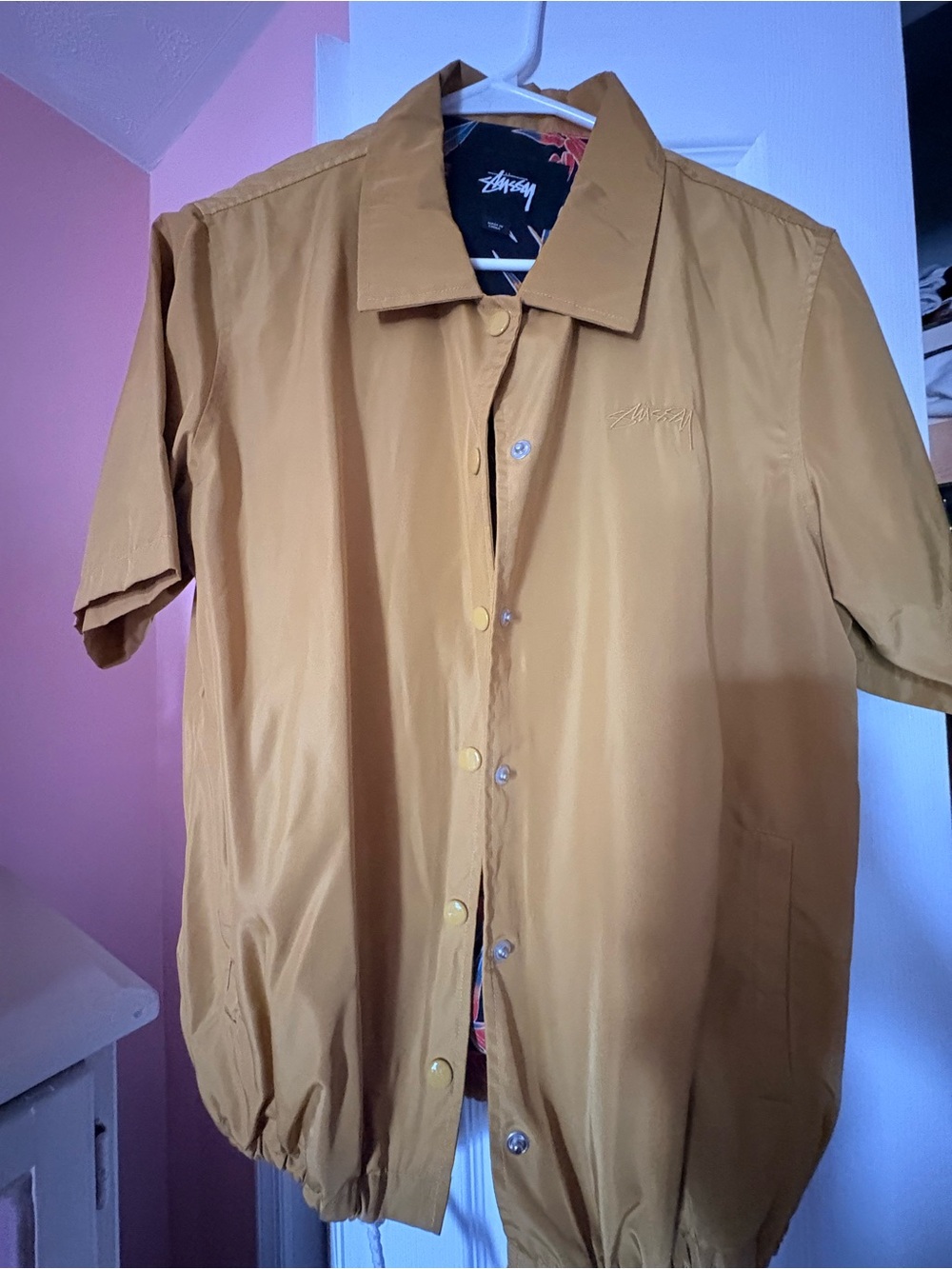Stussy Short Sleeve Button-Down Jacket — Mustard